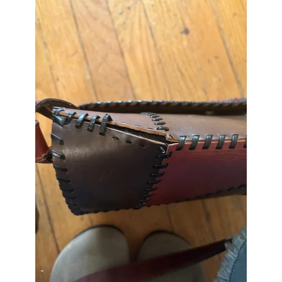 Patricia Nash Patchwork Leather Crossbody Bag Brown Black One Size - Picture 7 of 13